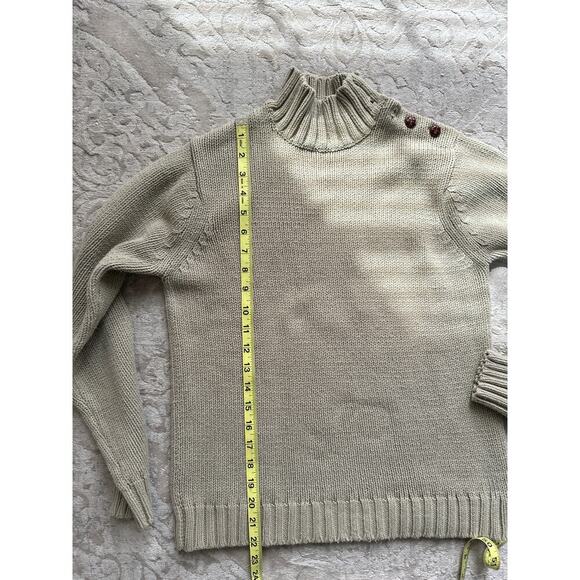 Orvis Women’s Small Beige Fisherman Sweater 90s Cotton Blend Mock Neck - Picture 6 of 6
